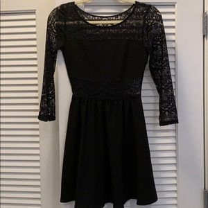 Black lace mini dress